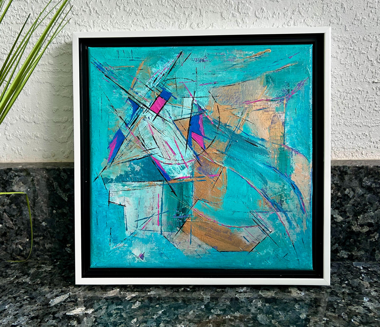 Turquoise Flow - Abstract Painting 12x12 in
