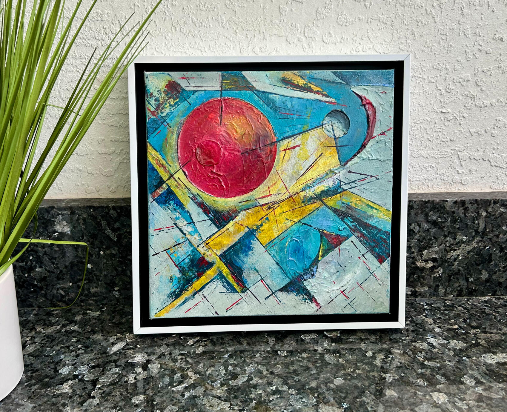 Red Orbit - Abstract Painting 12x12 in