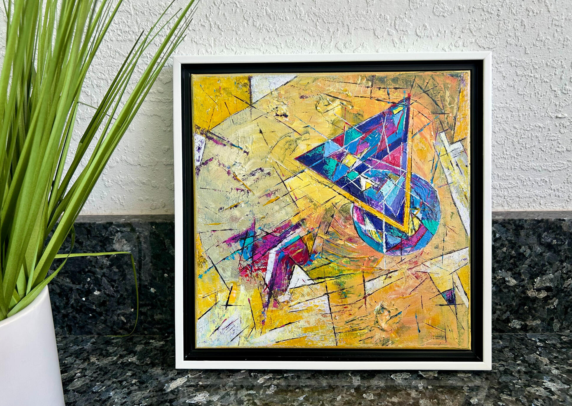 Golden Motion - Abstract Painting 12x12 in